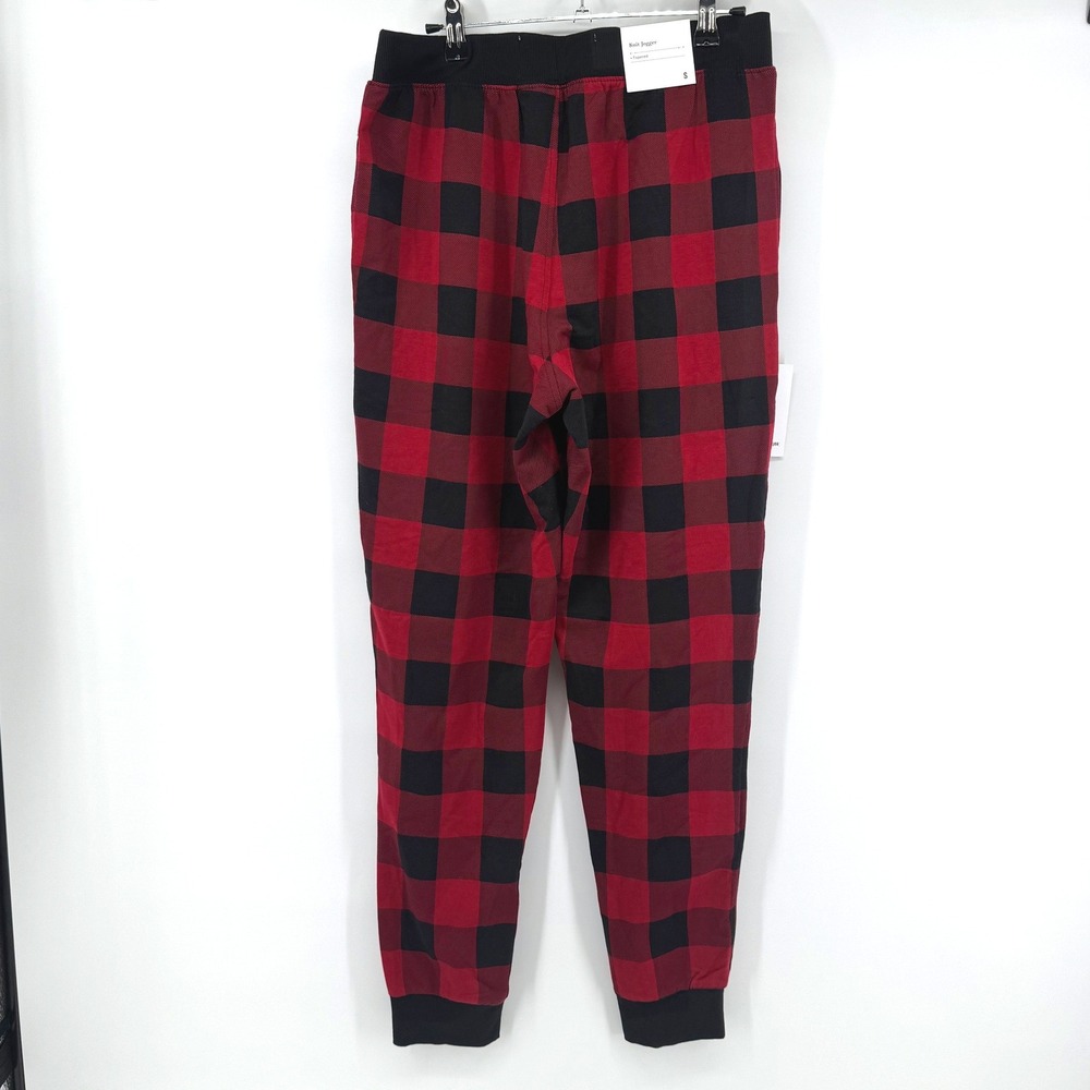 Goodfellow & Co Knit Jogger Mens S Red Black Buffalo Check Plaid Christmas Pjs